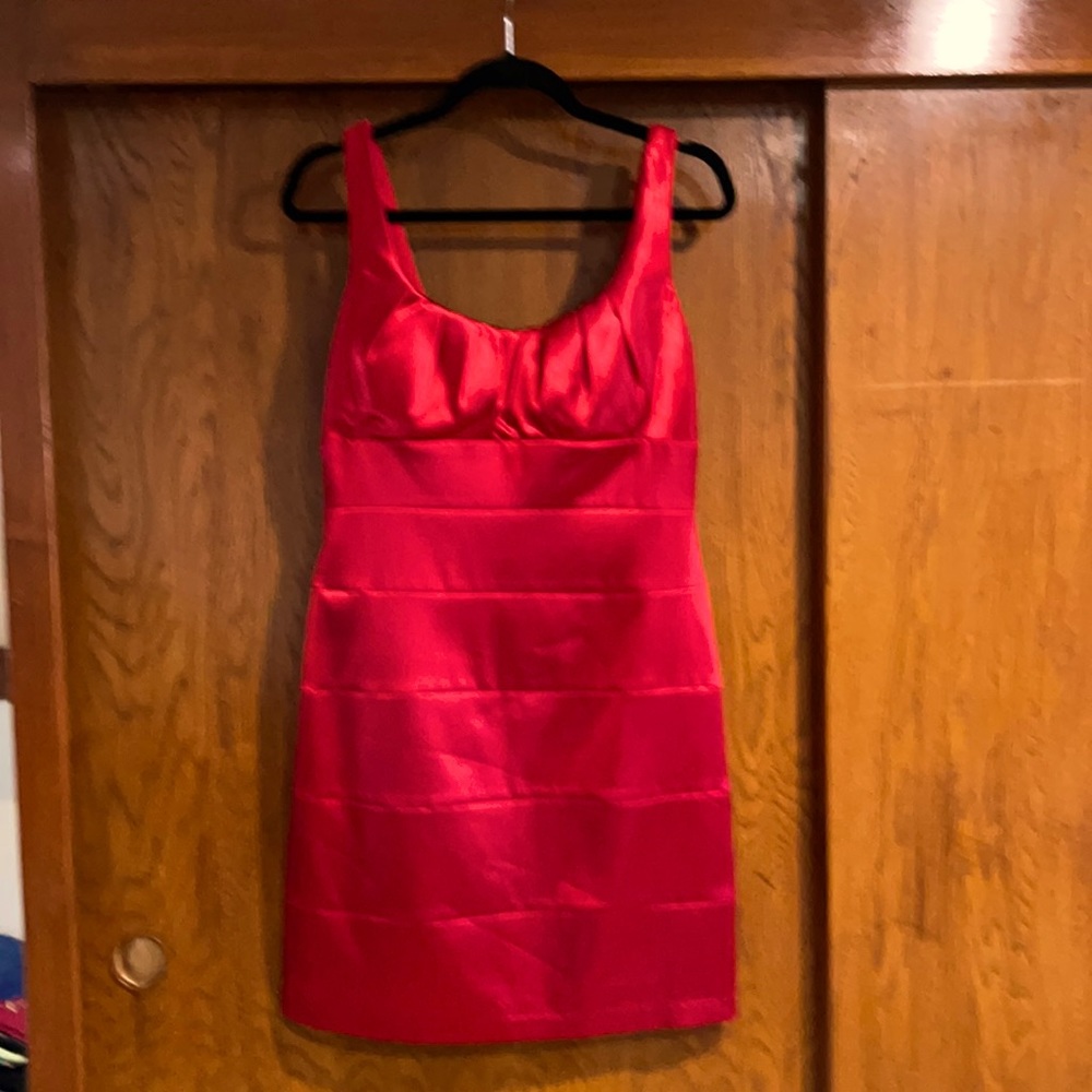 Bisou Bisou Red Satin Dress